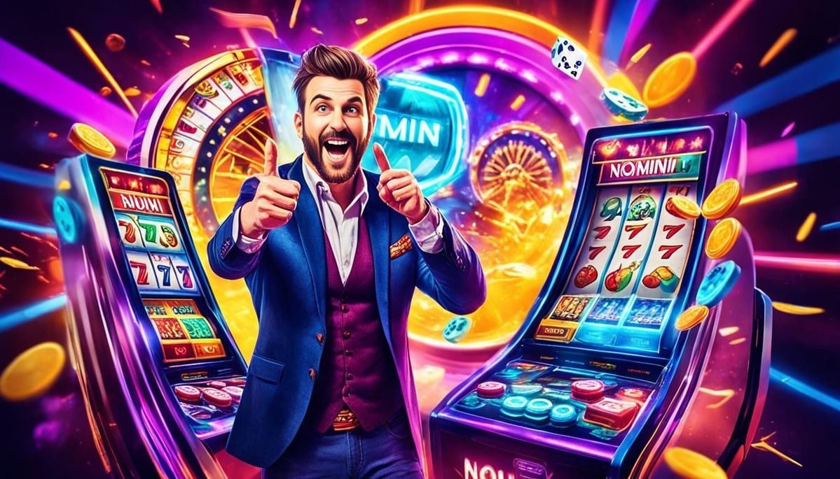 Pemain sedang bermain Domino QQ di layar mobile dengan interface bandit slot yang responsif